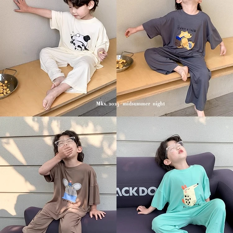 淑屋童话新款韩版童装儿童夏装家居服睡衣宝宝短袖套装小男孩夏季