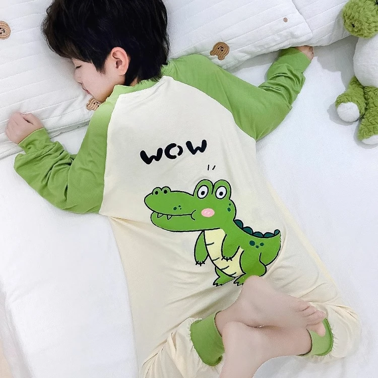 淑屋.童话2025新款儿童卡通春夏秋薄款空调服莫代尔连体爬服睡袍