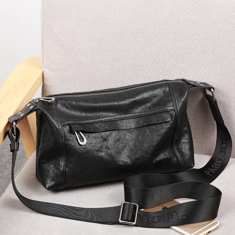 派保爵男包休闲单肩包斜挎包质感牛皮街头时尚个性男生包包3287