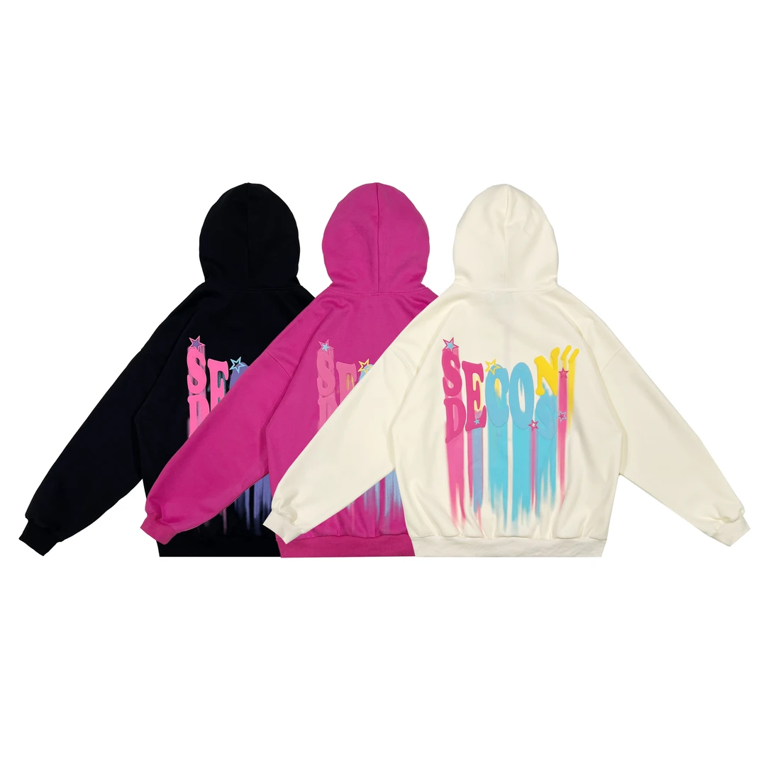 重磅质感纯色开衫外套女春秋冬宽松美式街头加绒卫衣外套