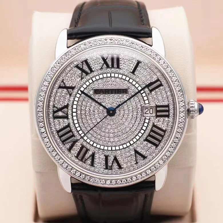 95新 Cartier/卡地亚 42伦敦W6701010/后镶满钻/自动机械/男士