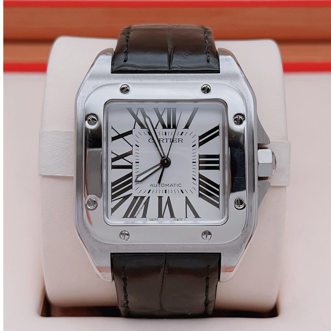 95新 Cartier/卡地亚 大号桑托斯山度士W20073X8机械男士