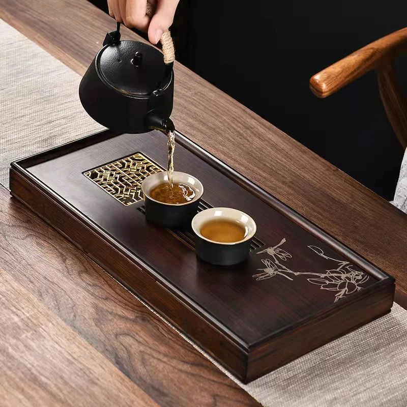 家用茶盘新款简易小型竹制沥水茶台新中式功夫泡茶高档竹制干泡台