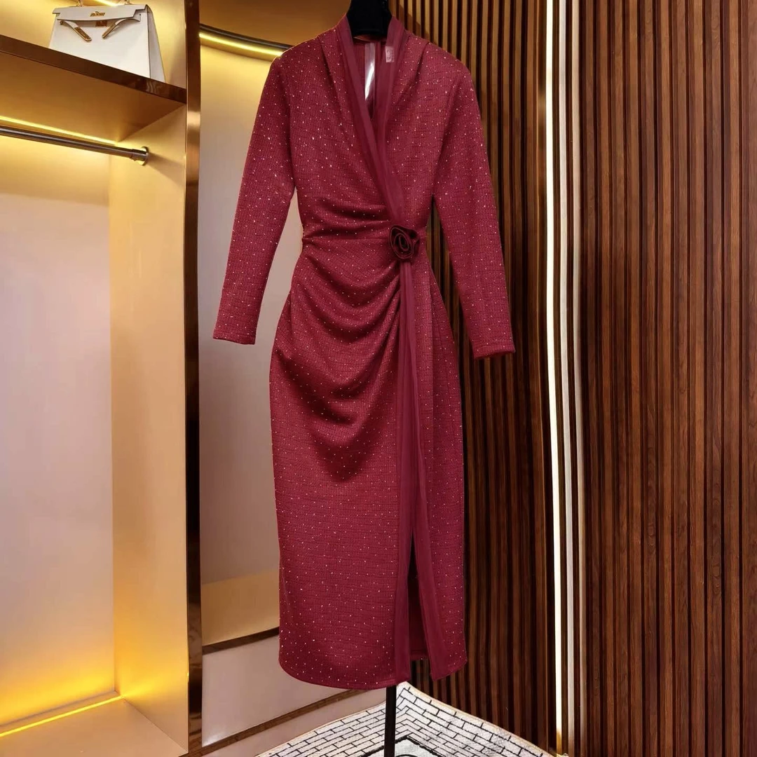 【香舍菲尔】82805 秋冬新款名媛时尚连衣裙收腰显瘦气质宴会裙子