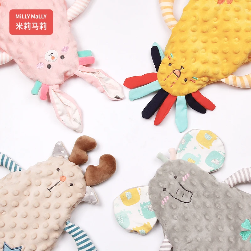 米莉马莉新生儿豆豆安抚巾婴儿可入口宝宝卡通哄睡玩偶婴儿玩具