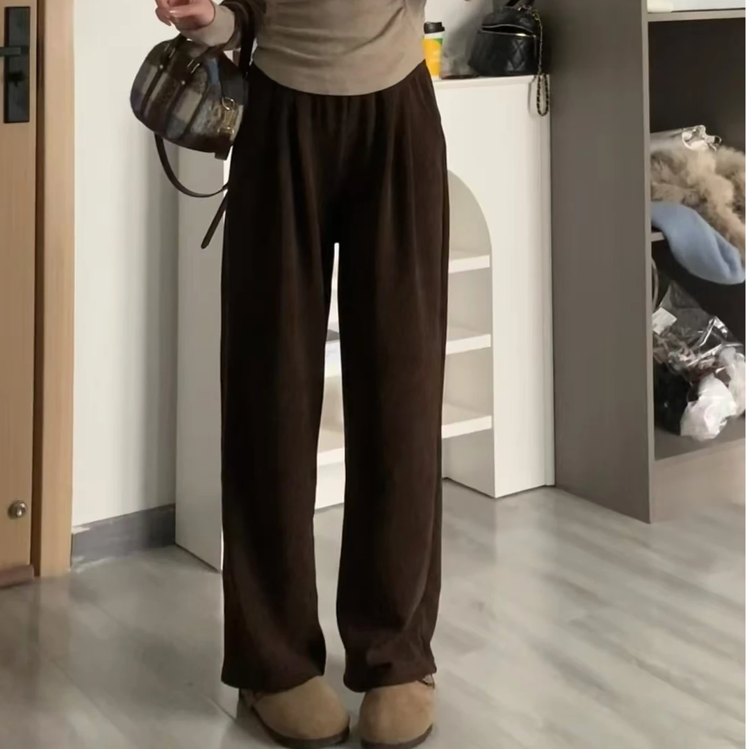 新款休闲百搭加绒卫裤女梨形身材百搭时尚宽松洋气显瘦衣服长裤