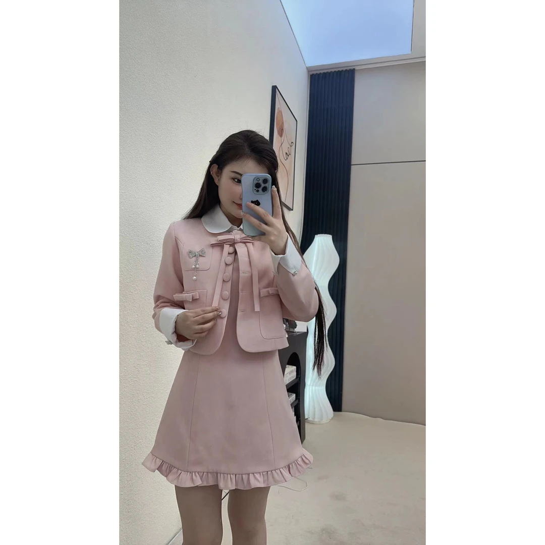D-GIRLHOOD【恋序诗集】小香风轻奢秋款显瘦小众连衣裙套装气质