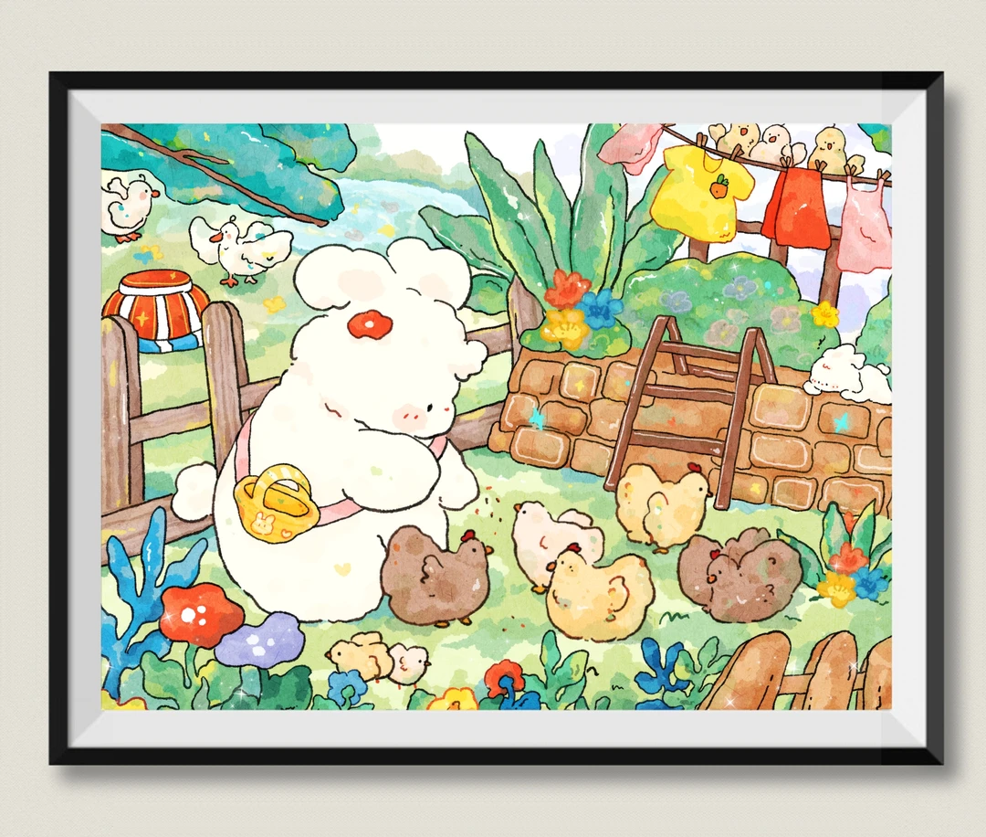 JH兔兔农场60*80金丝布52色大格十字绣【印花清晰】