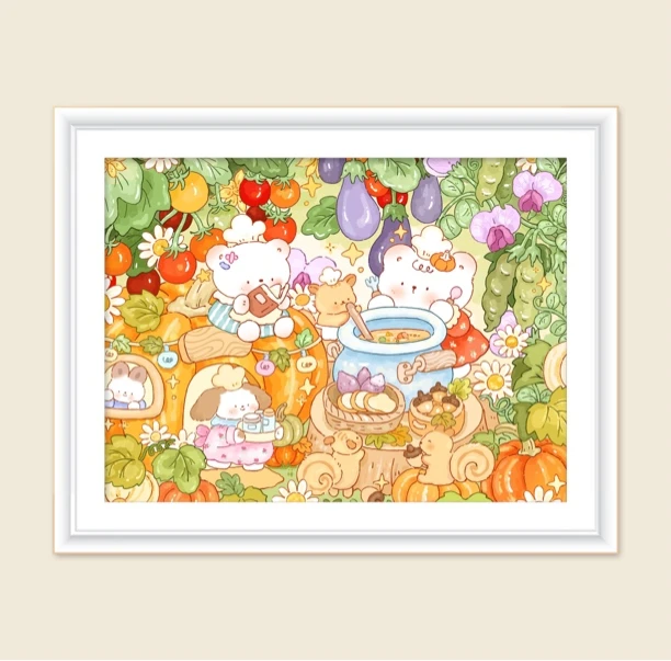 新疆长绒棉*果蔬园100*75大格四股线55色十字绣(精准印花)