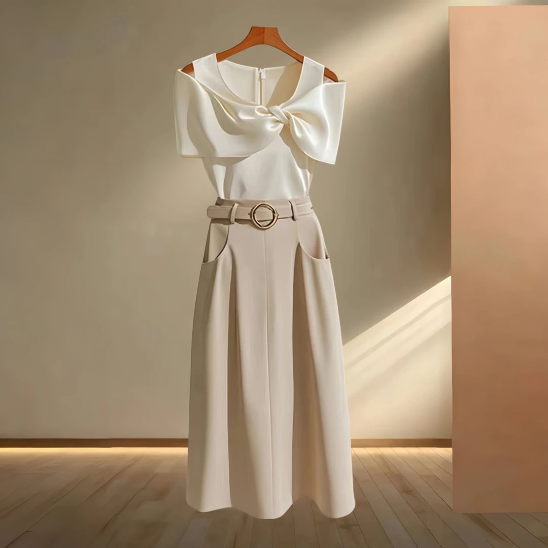 夏季新款韩系轻奢高级洋气正品高端精致气质短袖上衣半身裙两件套