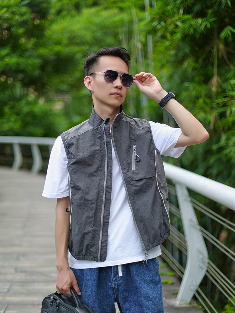 日系机能休闲夹克工装新款宽松户外外穿马甲坎肩外套背心