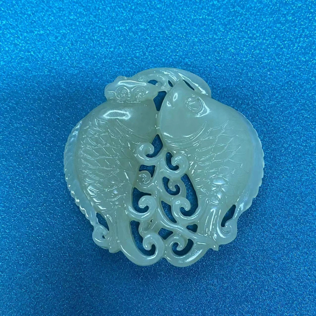 和田玉双鱼佩饰(多样性发货)、山东官方库出、231198#