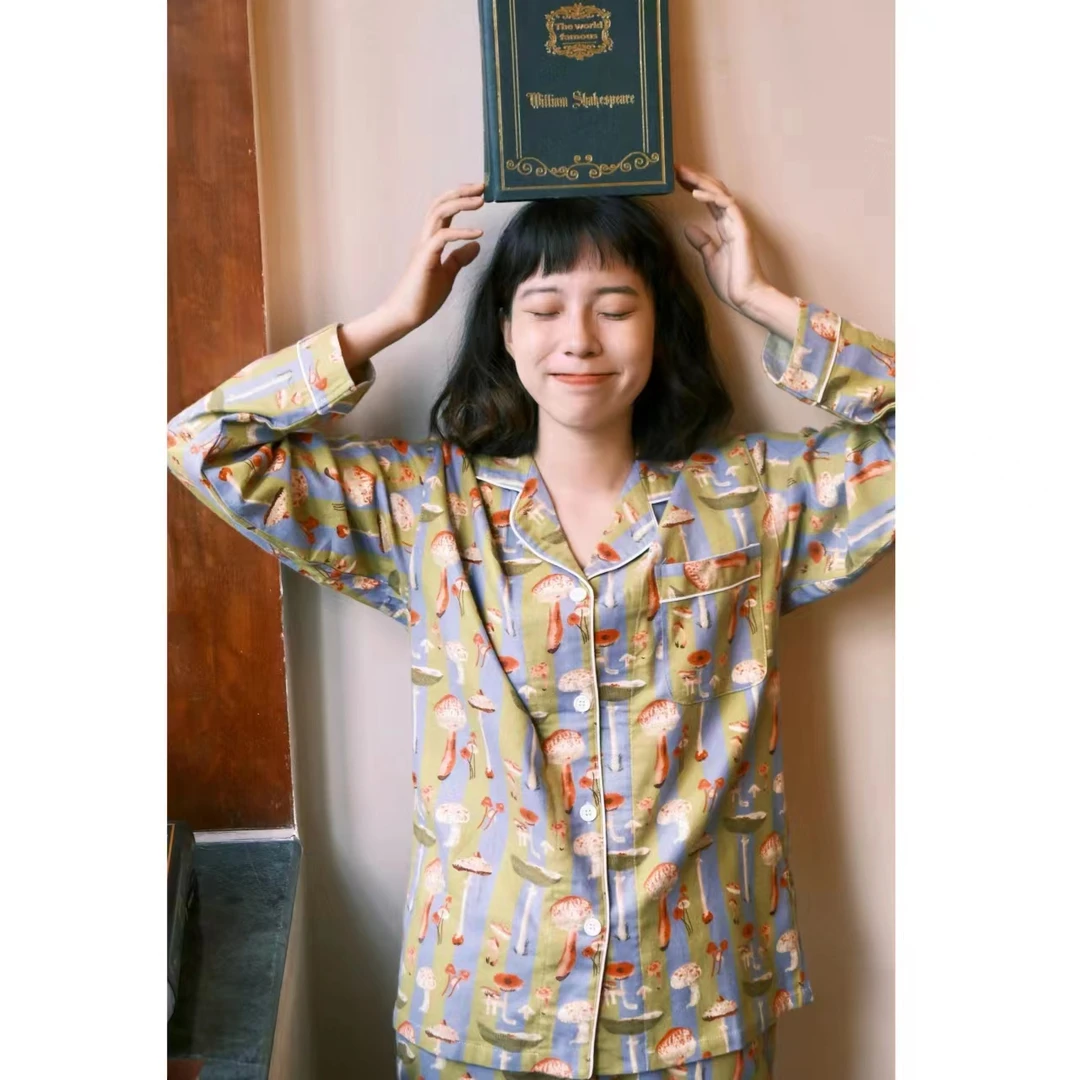 情侣男女秋冬季全棉磨毛睡衣家居服厚款大码家居服宽松版长袖长裤