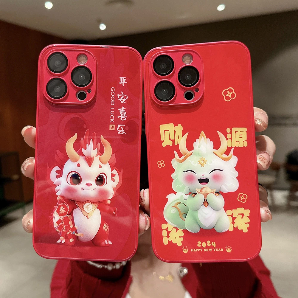 【新年款玻璃壳】适用于苹果15-11自带镜头膜14Pro气囊防摔13新年壳