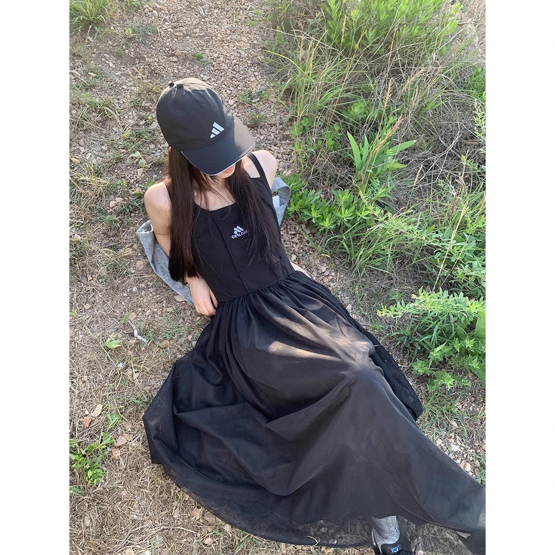 【清仓】秋季新款纯色甜辣风收腰高级感无袖吊带连衣裙232V1352#