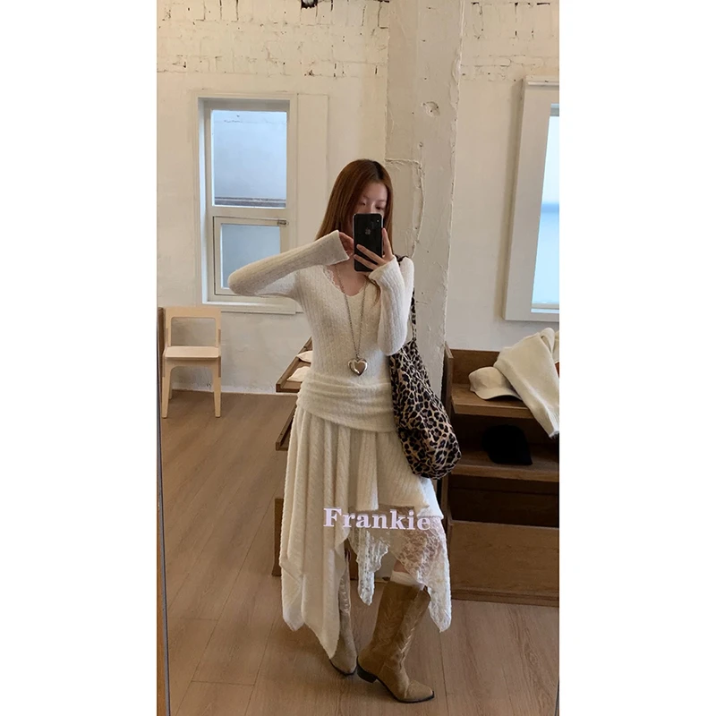 【风雪夜连衣裙】秋冬气质裙子温柔显瘦设计感法式修身长裙244H3781