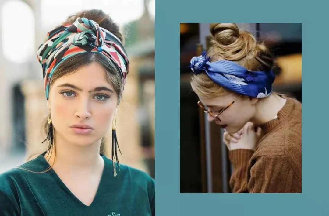 vintage古着百变丝巾方巾女士气质复古百搭时尚2春秋夏季春夏红色