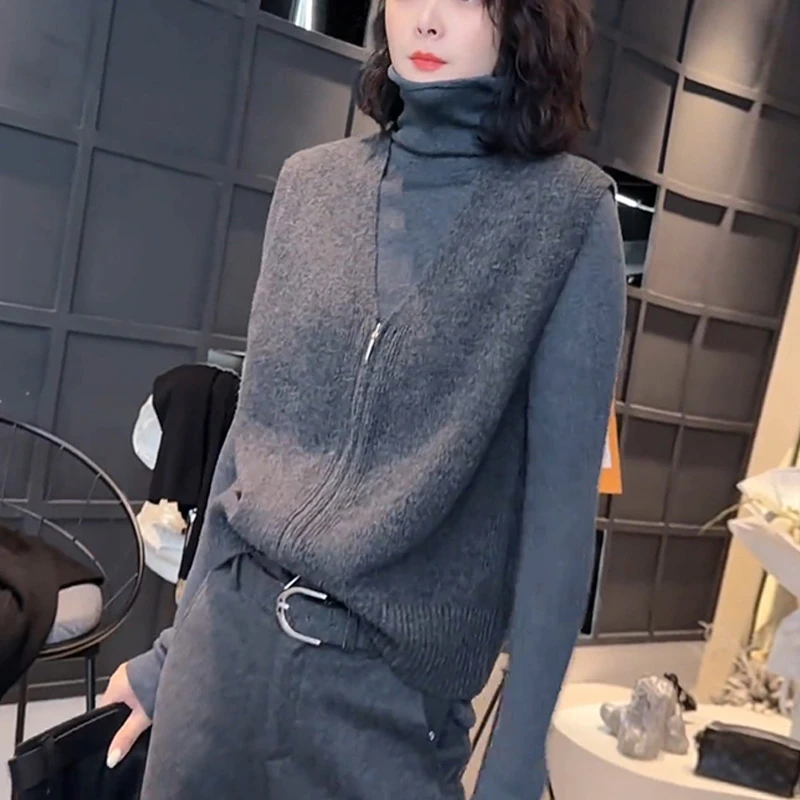 时尚修身显瘦百搭上衣马甲套装2025秋季新款潮流小众设计感两件套