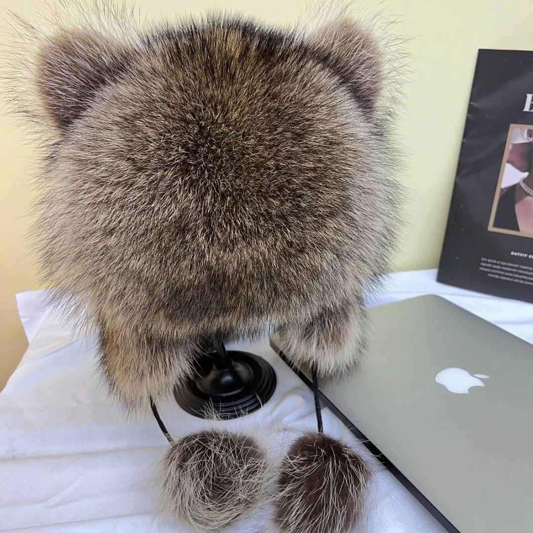 小浣熊帽子小浣熊霸王帽小浣熊帽子带尾巴