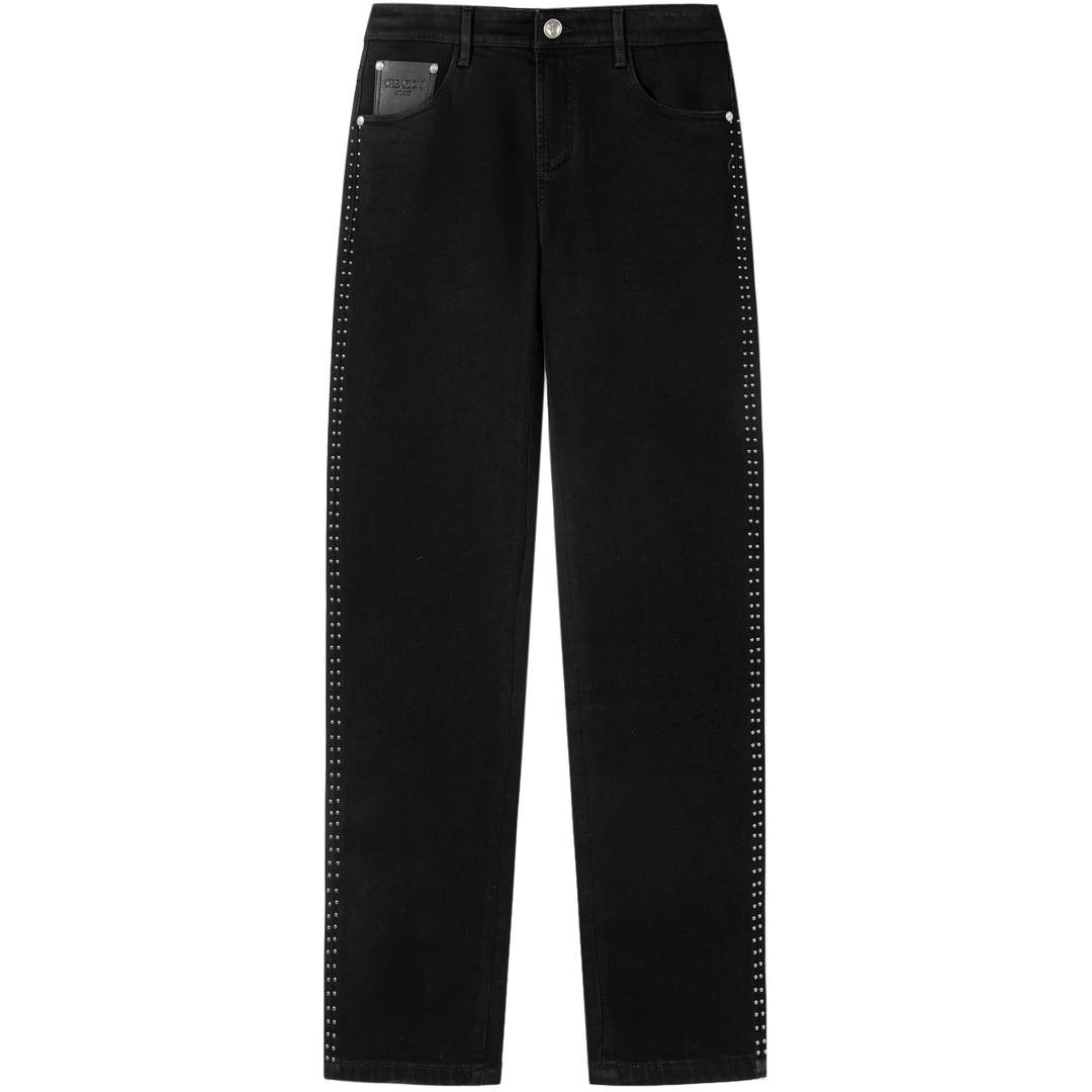 CREAZIONI意大利青蛙男士时尚百搭牛仔裤宽松水洗复古加绒高腰