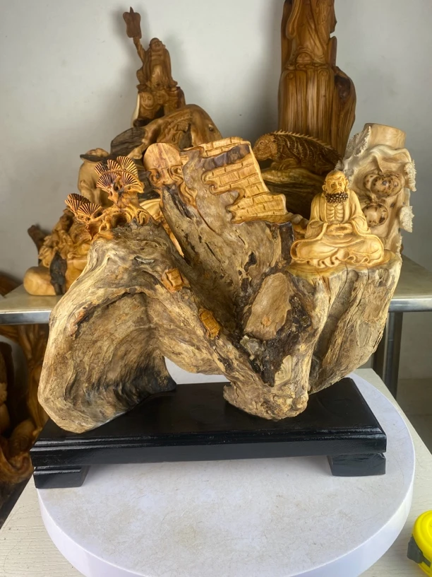 达摩悟道太行崖柏全陈化老料树根雕刻摆件