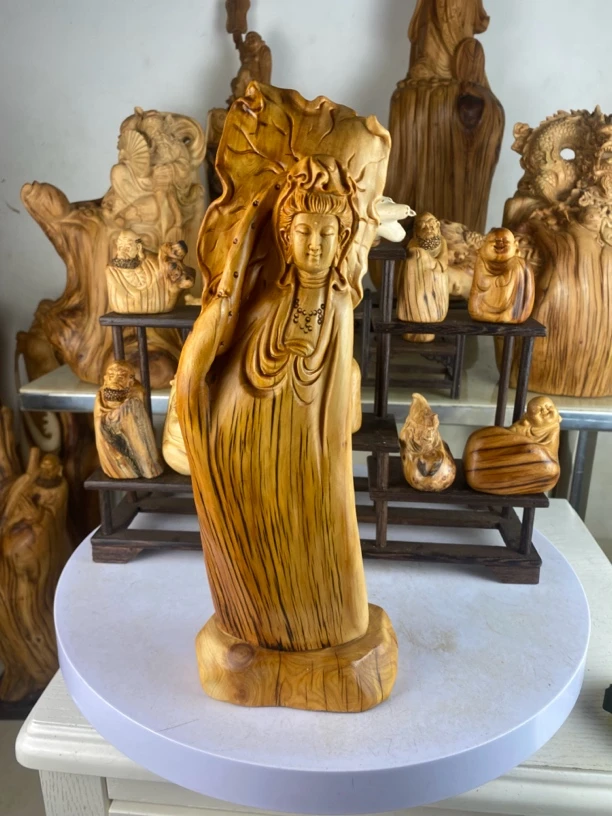 太行崖柏根雕摆件弥勒佛达摩人物观音天然随型木雕雕件礼品工艺品