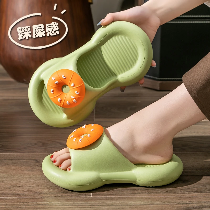 网红甜甜圈凉拖鞋女夏季室内居家居浴室洗澡防滑情侣外穿时尚可爱