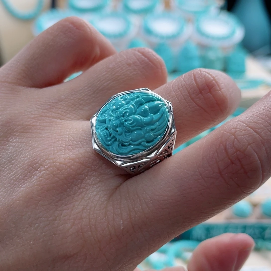 绿松石珠宝奇石银S925镶嵌