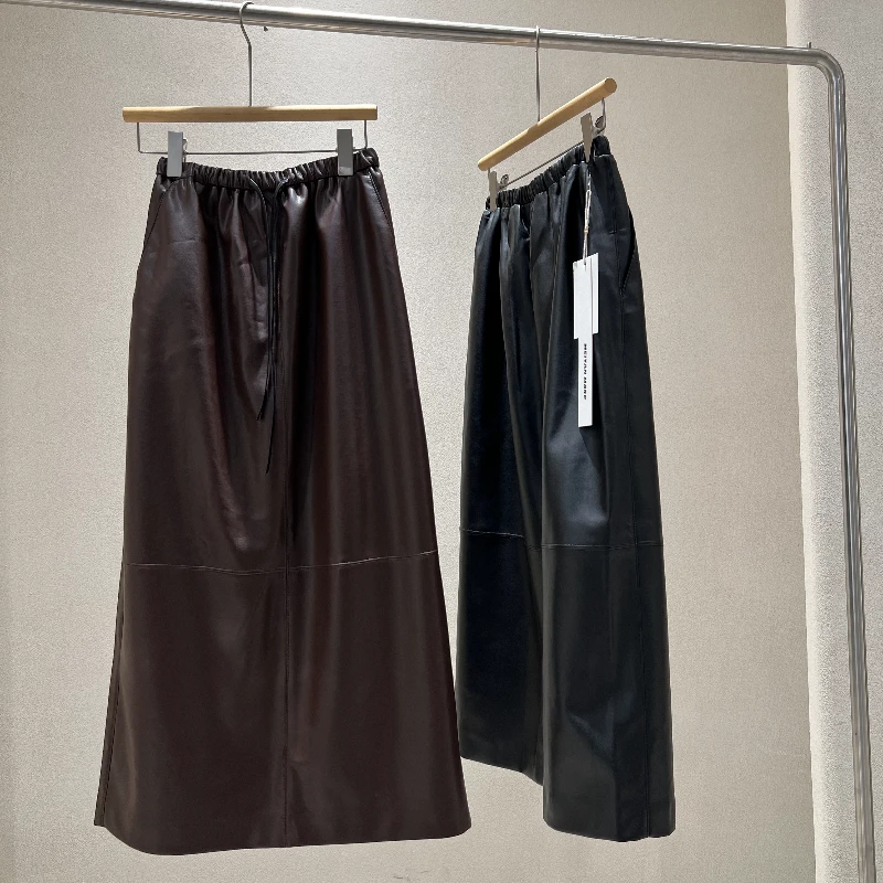 新款PU皮裙百搭半身裙长裙子女H02-28316