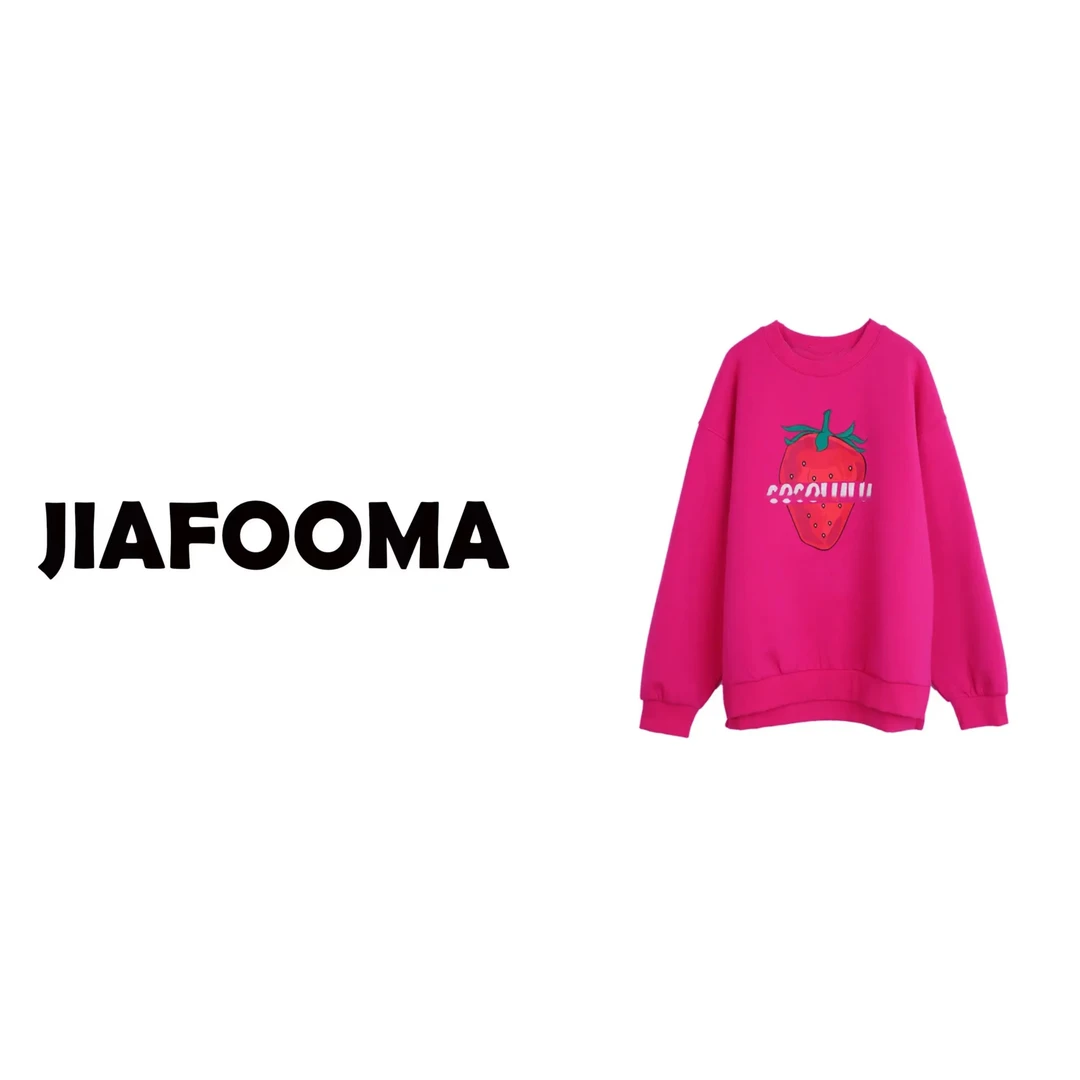 2024秋季新设计师款韩系时尚百搭慵懒风宽草莓松圆领长袖卫衣