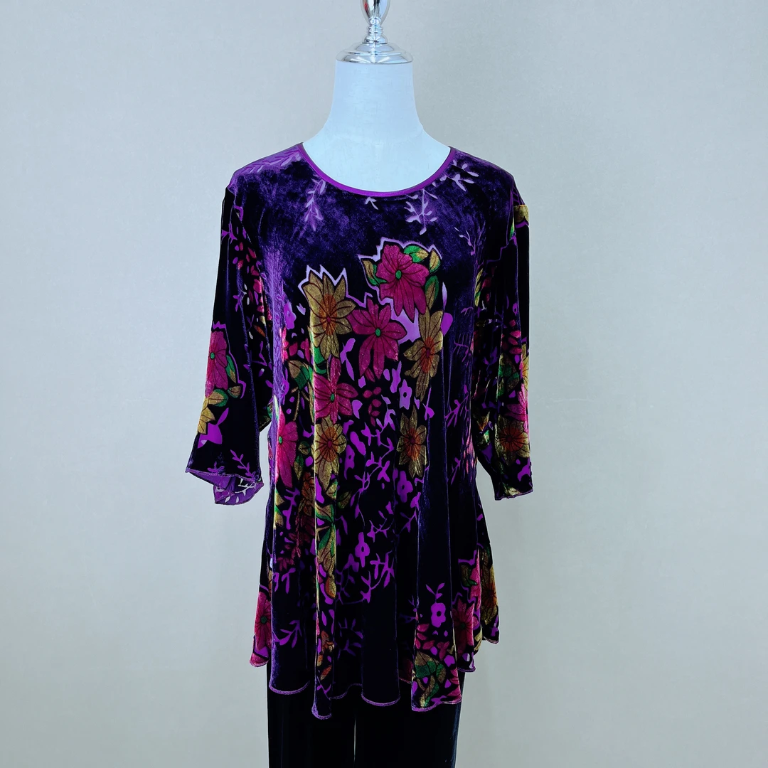 桑蚕丝连衣裙中老年高端大码时尚气质大衫10A112-4