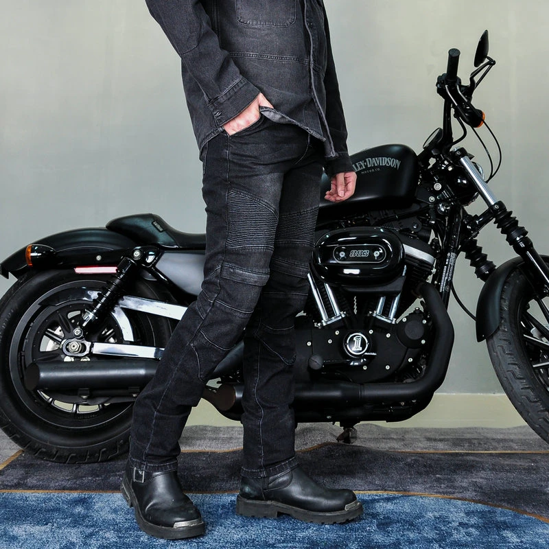 LOONGBIKER摩托车牛仔裤男女四季复古水洗机车骑行裤舒适透气耐磨