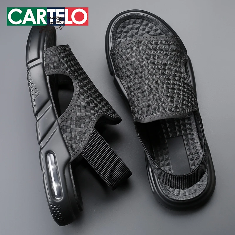 CARTELO/卡帝乐鳄鱼男鞋夏季新款潮流时尚开车气垫大码凉鞋沙滩鞋