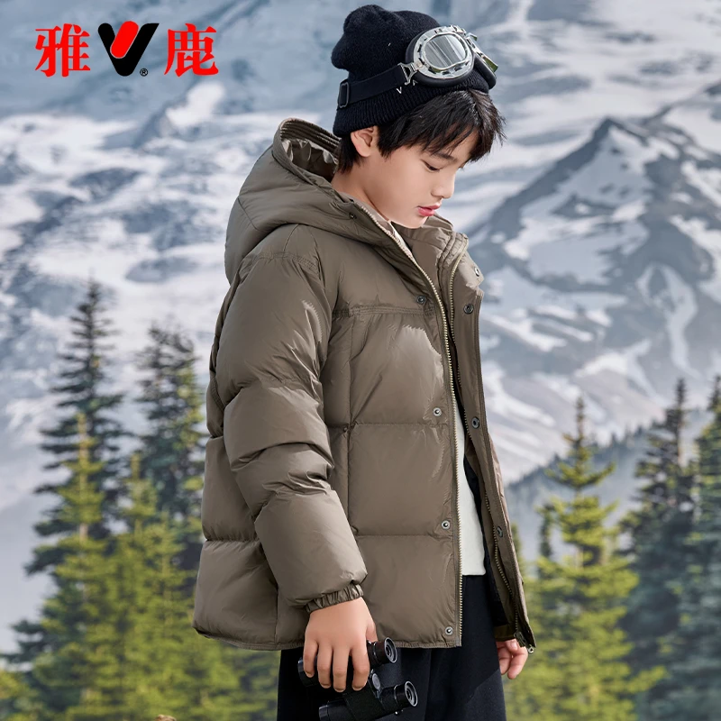 雅鹿儿童羽绒服男童女童宝宝洋气2025新款中小童大童冬季加厚外套