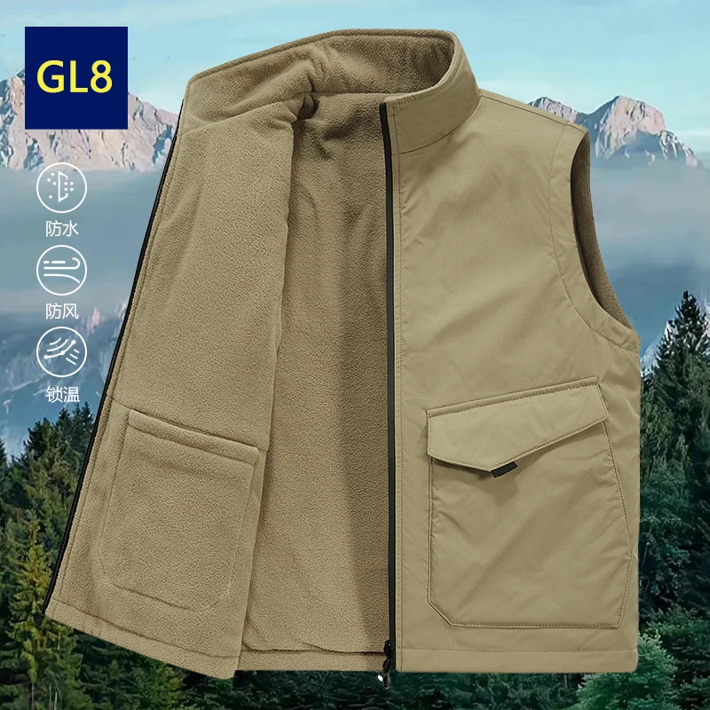 双面穿背心马甲男装双面加厚立领冬季户外运动摇粒绒外套男士