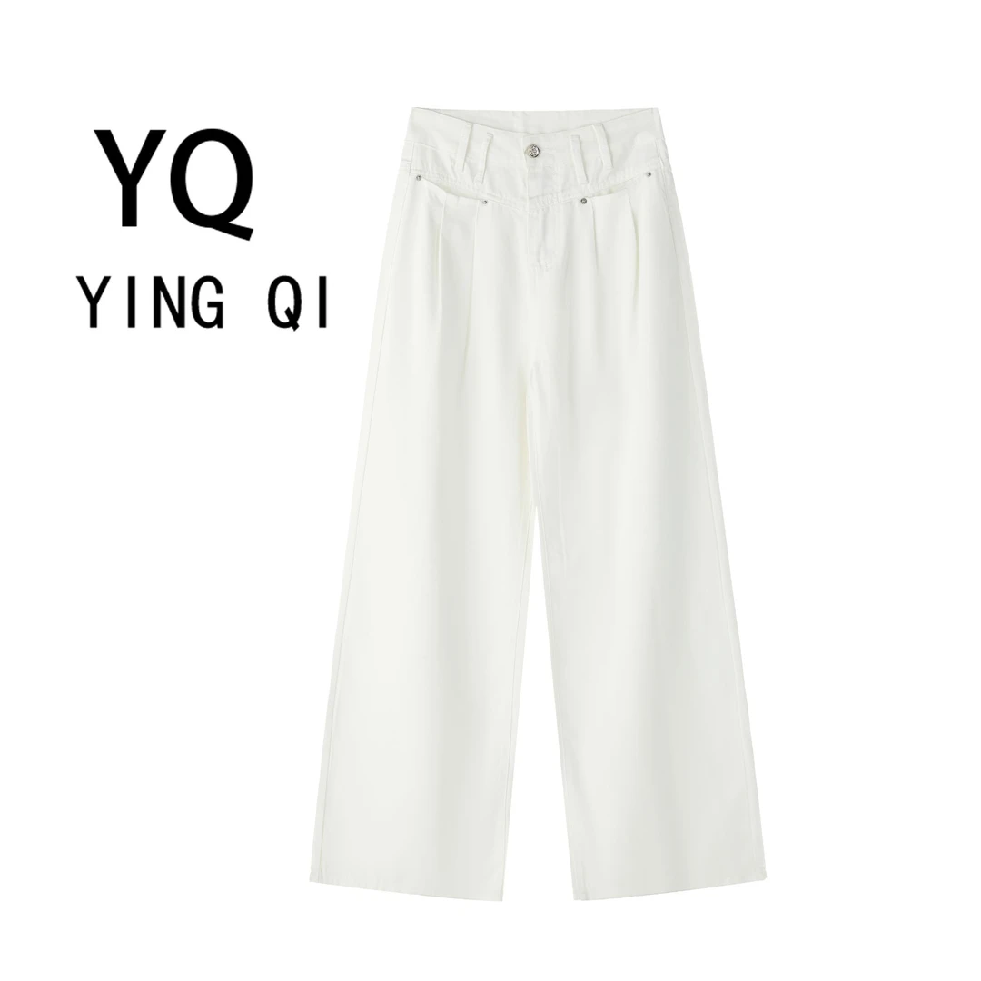 【英琪】#时尚穿搭#阔腿显高显瘦透气轻薄垂感宽松牛仔女裤