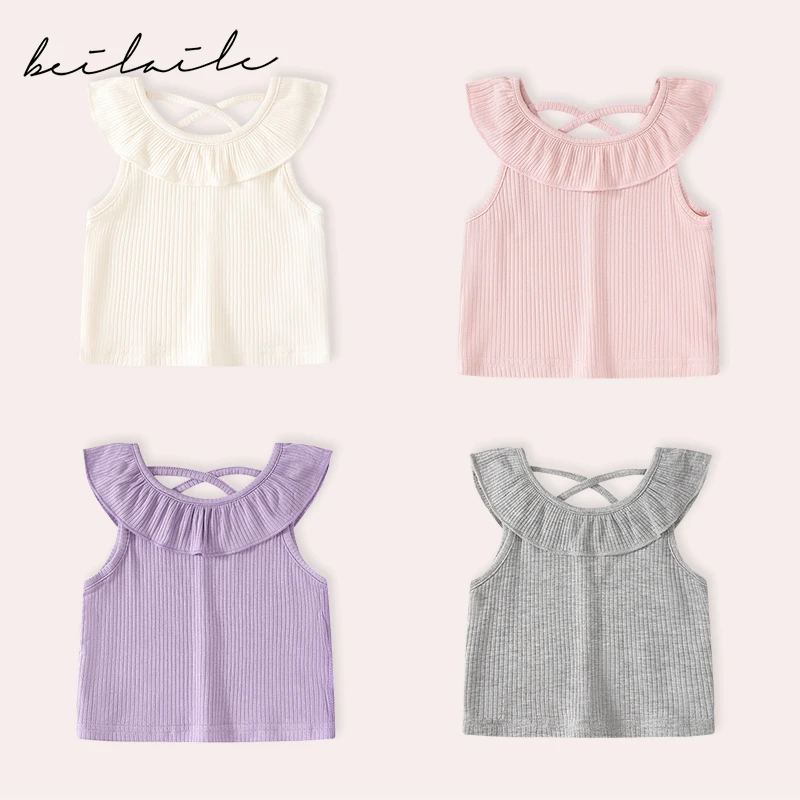 【优幕丝】婴儿装男女童背心T恤夏装1岁3男宝宝打底衫无袖上衣服夏