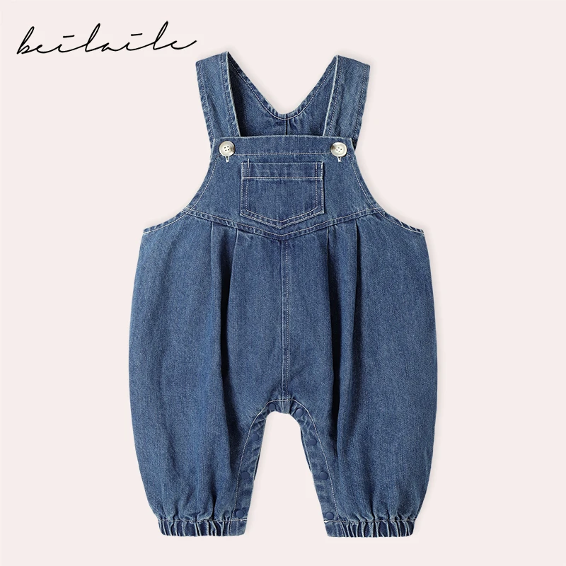 【宽松牛仔背带裤】女童春秋季婴儿吊带裤儿童装男童裤子宝宝秋装