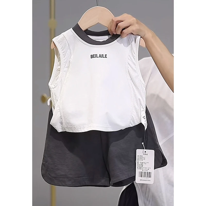 【吸湿速干运动背心套装 小乐妈咪】婴儿装男女童背心套装夏装宝宝