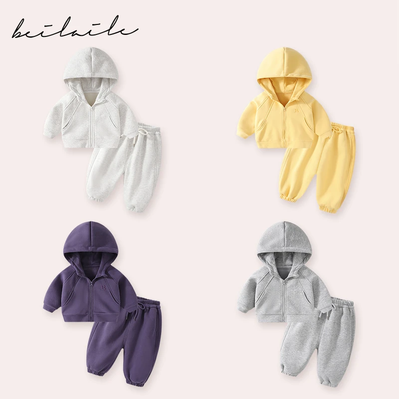 【加绒绣花套装 小乐妈咪】婴儿衣服男童卫衣秋冬小童运动加绒套装