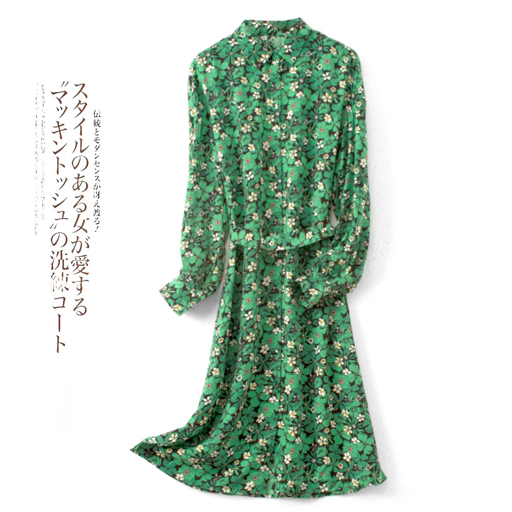 现货！秋季新款女士翻领衬衫裙宽松高腰显瘦连衣裙AA496通勤百搭