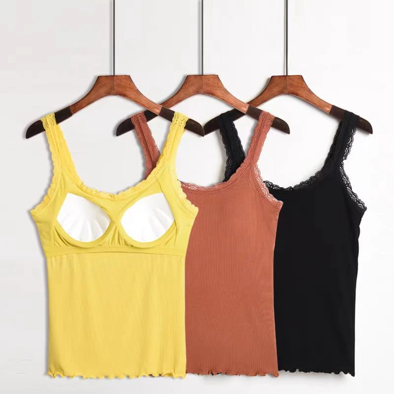 含胸垫吊带背心女士内搭免穿文胸宽松舒适上衣HH238亲肤透气