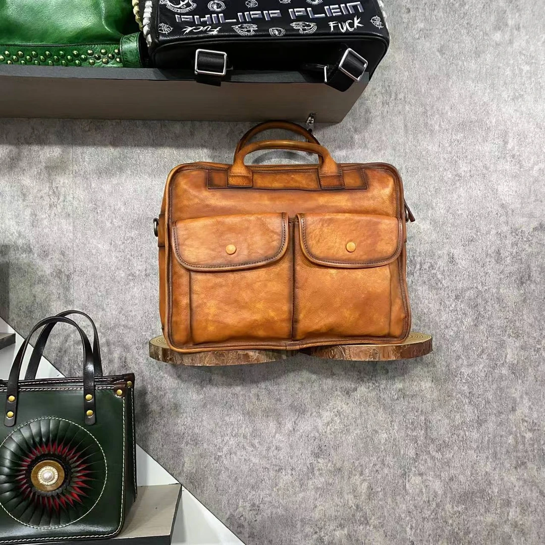 欠揍老弟头层牛皮单肩斜挎背包YYFF