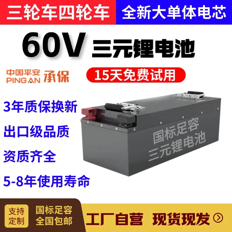 60V三元锂电池电动三轮车四轮车电池