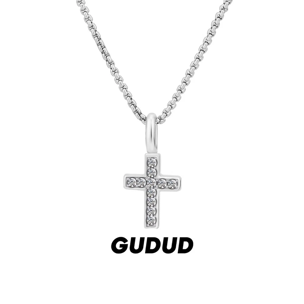 坠链均925银 马思唯同款纯银迷你满钻十字架项链S925锁骨链送男友