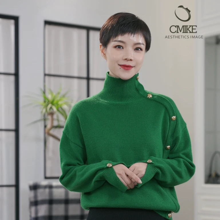 【橙蜜客】金扣毛衫 冬季轻奢厚款时尚简约保暖羊毛衫 2354M000927