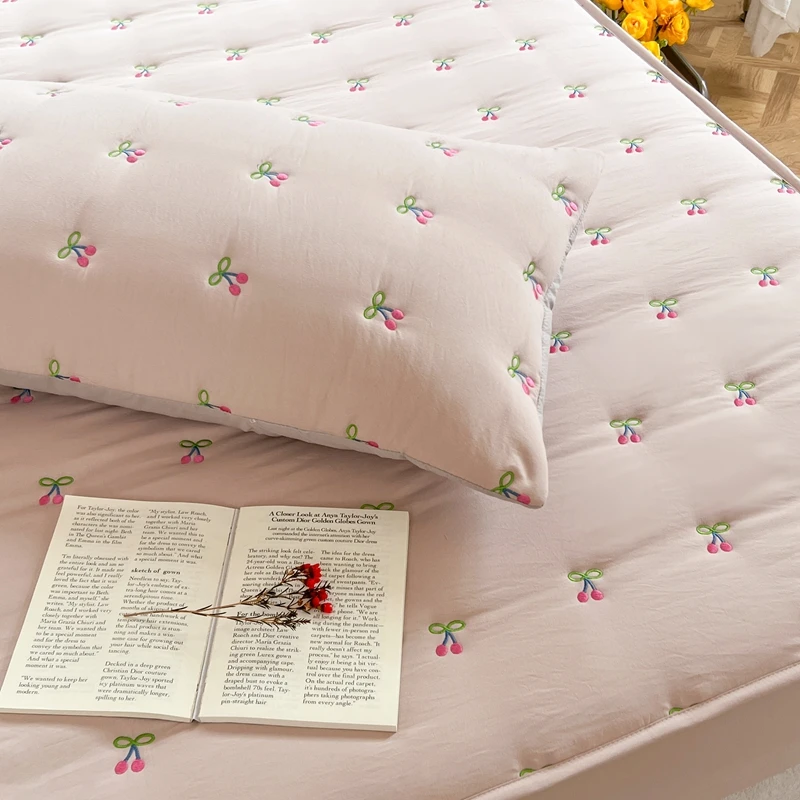 刺绣加厚床笠单件春夏四季加棉席梦思床垫保护套1.5小清新1.8床罩
