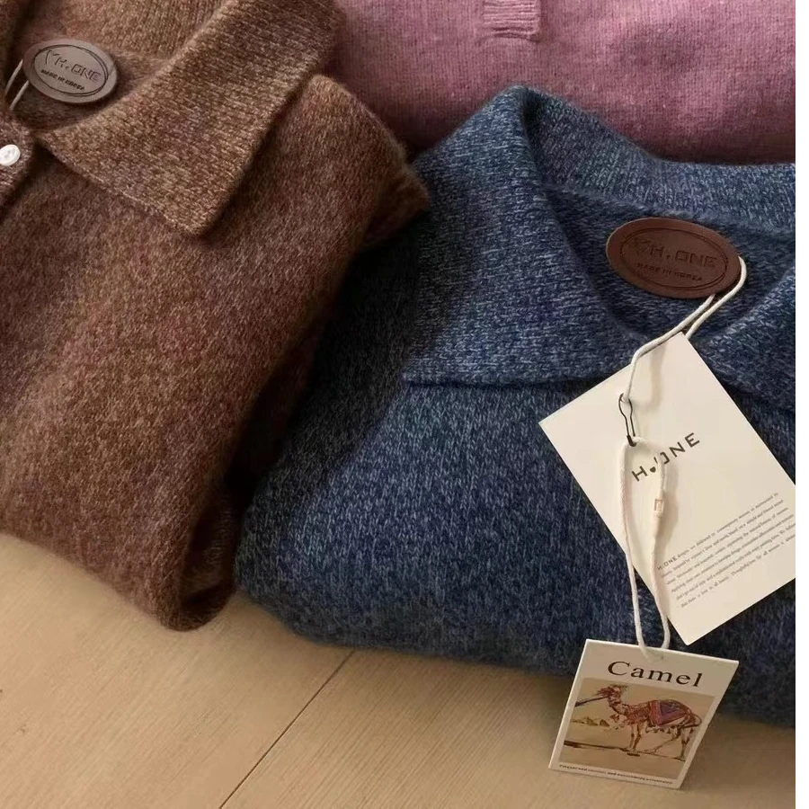 ZHANG&O 简约百搭休闲Polo衫木耳边毛衣 313