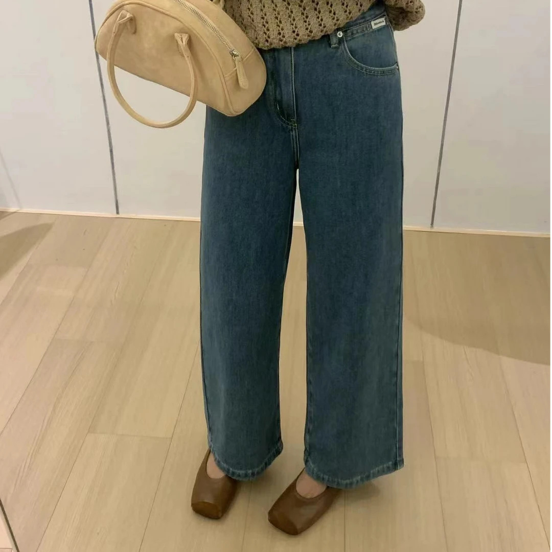 ZHANG&MS 2024新款高腰宽松直筒牛仔阔腿裤 99292