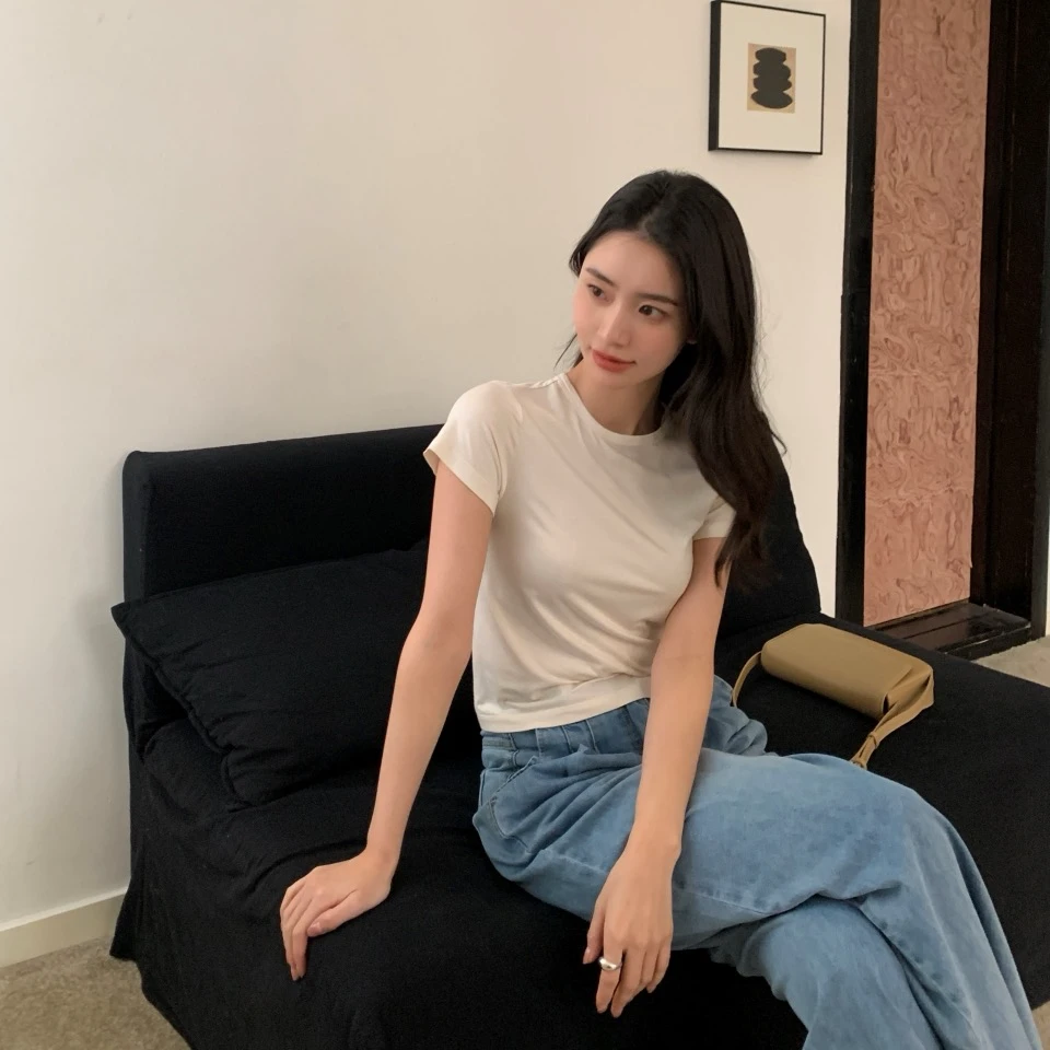 ZHANG&AT 2024春季新款时尚韩版纯色修身显瘦小众T恤0659